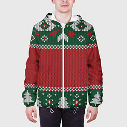 Куртка с капюшоном мужская Knitted Christmas Pattern, цвет: 3D-белый — фото 2