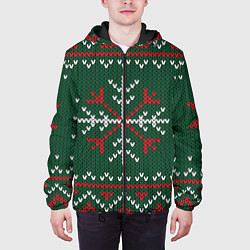 Куртка с капюшоном мужская Knitted Snowflake Pattern, цвет: 3D-черный — фото 2