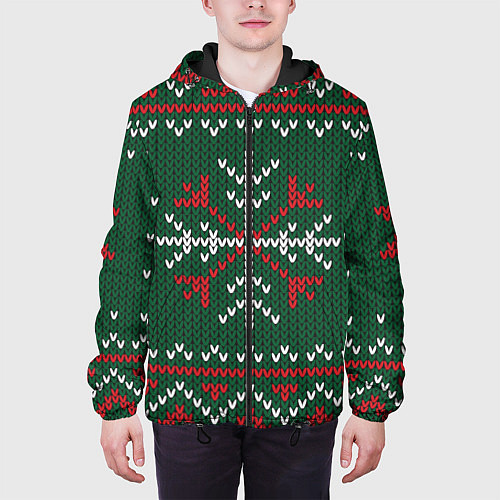 Мужская куртка Knitted Snowflake Pattern / 3D-Черный – фото 3