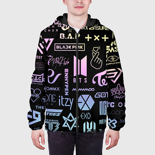 Мужская куртка K-pop лого исполнителей / 3D-Черный – фото 3