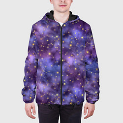Куртка с капюшоном мужская Акварельная ночь, цвет: 3D-черный — фото 2
