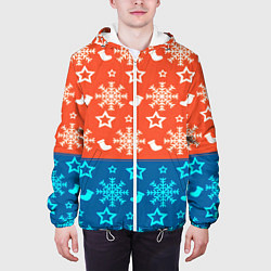 Куртка с капюшоном мужская Новогодний узор, цвет: 3D-белый — фото 2