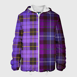 Куртка с капюшоном мужская Purple Checkered, цвет: 3D-белый