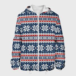 Куртка с капюшоном мужская Knitted Christmas Pattern, цвет: 3D-белый
