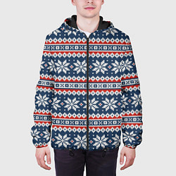 Куртка с капюшоном мужская Knitted Christmas Pattern, цвет: 3D-черный — фото 2