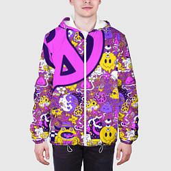 Куртка с капюшоном мужская Психоделика Существа Знаки, цвет: 3D-белый — фото 2