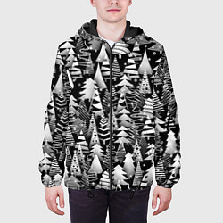 Куртка с капюшоном мужская Лес абстрактных ёлок, цвет: 3D-черный — фото 2