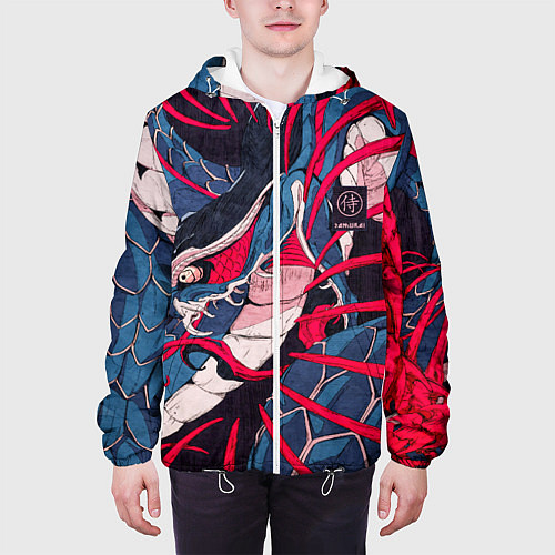 Мужская куртка Самурай Якудза, змей, скелет / 3D-Белый – фото 3