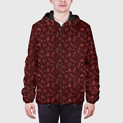 Куртка с капюшоном мужская НОВОГОДНИЙ БОРДОВЫЙ ПАТТЕРН, цвет: 3D-черный — фото 2