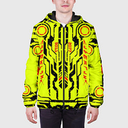 Куртка с капюшоном мужская Cyberpunk 2077 YELLOW, цвет: 3D-черный — фото 2