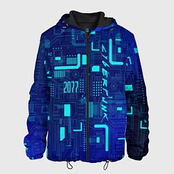 Куртка с капюшоном мужская Киберпанк Зима 2022, цвет: 3D-черный