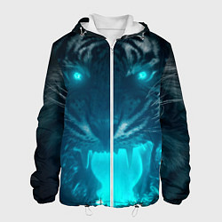 Куртка с капюшоном мужская Неоновый водяной тигр 2022, цвет: 3D-белый