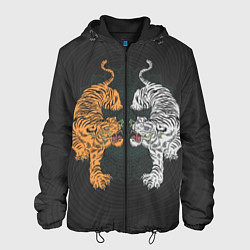 Куртка с капюшоном мужская Два тигра, цвет: 3D-черный