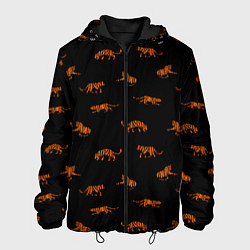 Куртка с капюшоном мужская Тигры паттерн Tigers pattern, цвет: 3D-черный