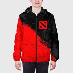 Куртка с капюшоном мужская DOTA 2 RED LOGO, БРЫЗГИ КРАСОК, цвет: 3D-черный — фото 2