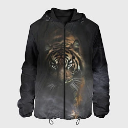 Куртка с капюшоном мужская Тигр в тумане, цвет: 3D-черный