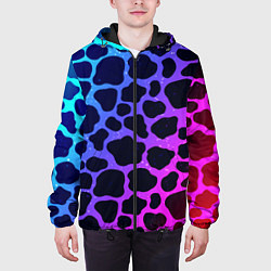 Куртка с капюшоном мужская Разноцветная корова, цвет: 3D-черный — фото 2