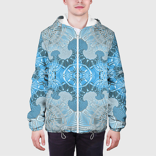 Мужская куртка Коллекция Фрактальная мозаика Голубой 292-6-n / 3D-Белый – фото 3