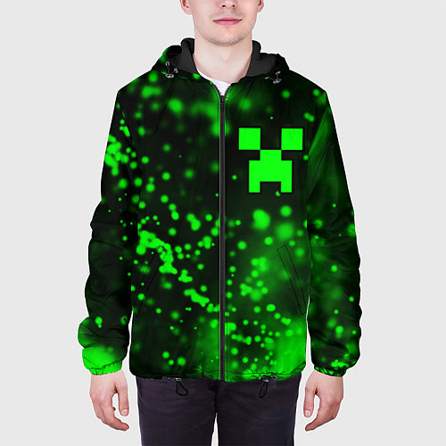 Мужская куртка MINECRAFT - КРИПЕР - Частицы / 3D-Черный – фото 3