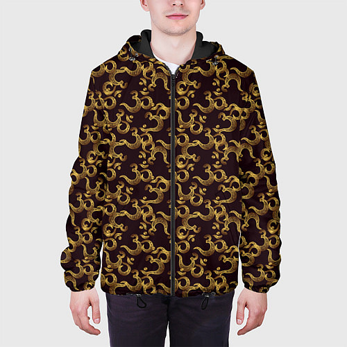 Мужская куртка Ом Аум - Сакральный Символ / 3D-Черный – фото 3