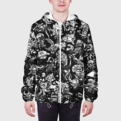 Куртка с капюшоном мужская DOTA 2 ВСЕ ПЕРСОНАЖИ ЧЁРНО БЕЛЫЙ, цвет: 3D-белый — фото 2