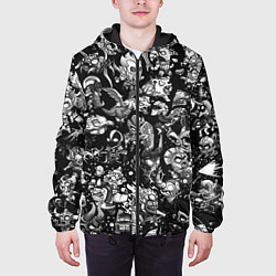 Куртка с капюшоном мужская DOTA 2 ВСЕ ПЕРСОНАЖИ ЧЁРНО БЕЛЫЙ, цвет: 3D-черный — фото 2
