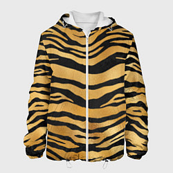 Куртка с капюшоном мужская Текстура шкуры тигра, цвет: 3D-белый