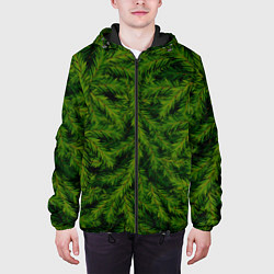 Куртка с капюшоном мужская Текстура Ели Елка Паттерн, цвет: 3D-черный — фото 2