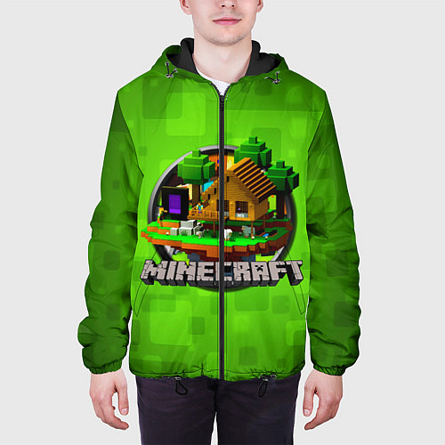 Мужская куртка Minecraft Logo Green / 3D-Черный – фото 3