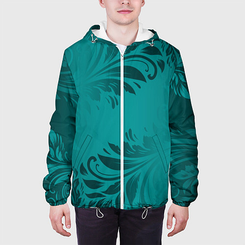 Мужская куртка Малахитовые листья / 3D-Белый – фото 3