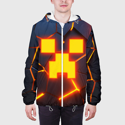 Мужская куртка ОГНЕННЫЙ КРИПЕР 3D ПЛИТЫ FIRE CREEPER / 3D-Белый – фото 3