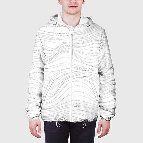 Мужская куртка Белые волны / 3D-Белый – фото 3