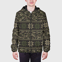 Куртка с капюшоном мужская Вязанный камуфляж с цветами, цвет: 3D-черный — фото 2