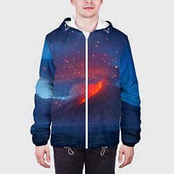 Куртка с капюшоном мужская Извержение вулкана ночью, цвет: 3D-белый — фото 2