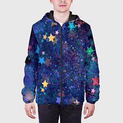 Куртка с капюшоном мужская Звездное небо мечтателя, цвет: 3D-черный — фото 2
