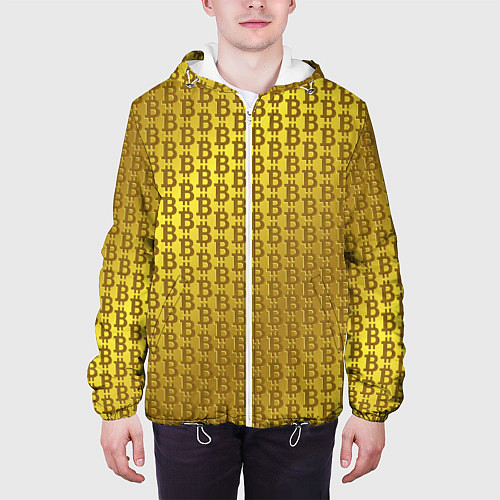 Мужская куртка Биткоин золото / 3D-Белый – фото 3