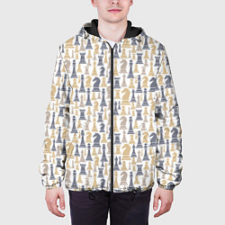 Куртка с капюшоном мужская Шахматы фигуры, цвет: 3D-черный — фото 2