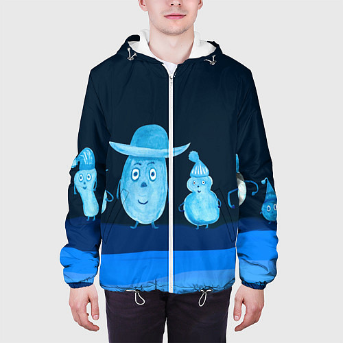 Мужская куртка Смешные маленькие человечки в шляпках 3D / 3D-Белый – фото 3