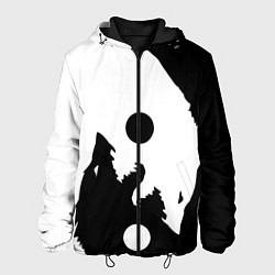Куртка с капюшоном мужская Волки Инь и Янь Добро и Зло, цвет: 3D-черный