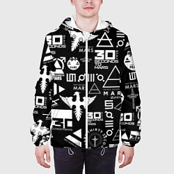 Куртка с капюшоном мужская 30 Seconds to Mars: Паттерн логотипов, цвет: 3D-белый — фото 2