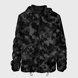 Куртка с капюшоном мужская ТЁМНЫЙ КАМУФЛЯЖ, цвет: 3D-черный