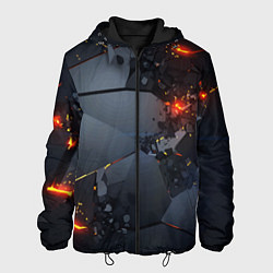 Куртка с капюшоном мужская НЕОНОВЫЙ ВЗРЫВ ПЛИТЫ, ОБЛОМКИ NEON EXPLOSION, цвет: 3D-черный
