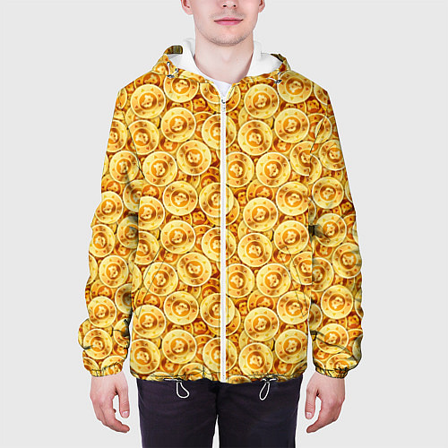 Мужская куртка Золотые Биткоины / 3D-Белый – фото 3