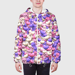 Куртка с капюшоном мужская Сердечки-черепушки, цвет: 3D-белый — фото 2