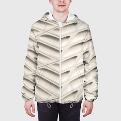Куртка с капюшоном мужская Бежевые Узоры, цвет: 3D-белый — фото 2