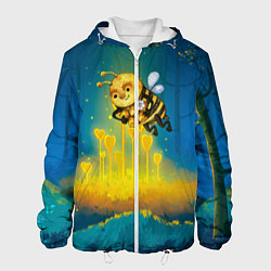 Куртка с капюшоном мужская Пчёла с сотами, цвет: 3D-белый