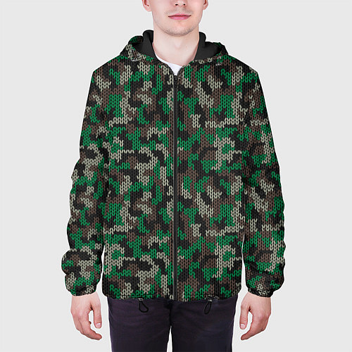Мужская куртка Зелёный Вязаный Камуфляж / 3D-Черный – фото 3