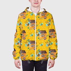 Куртка с капюшоном мужская Мед и пчелы, цвет: 3D-белый — фото 2