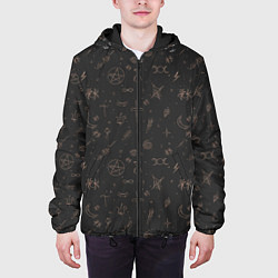 Куртка с капюшоном мужская Паттерн пентаграмма черный, цвет: 3D-черный — фото 2