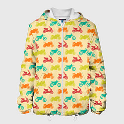 Куртка с капюшоном мужская Разноцветные Мотоциклы, цвет: 3D-белый
